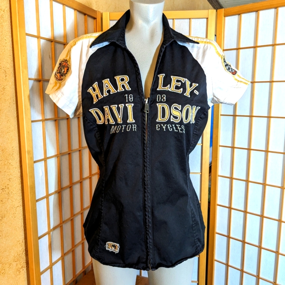 Harley-Davidson Black and White Women's Top